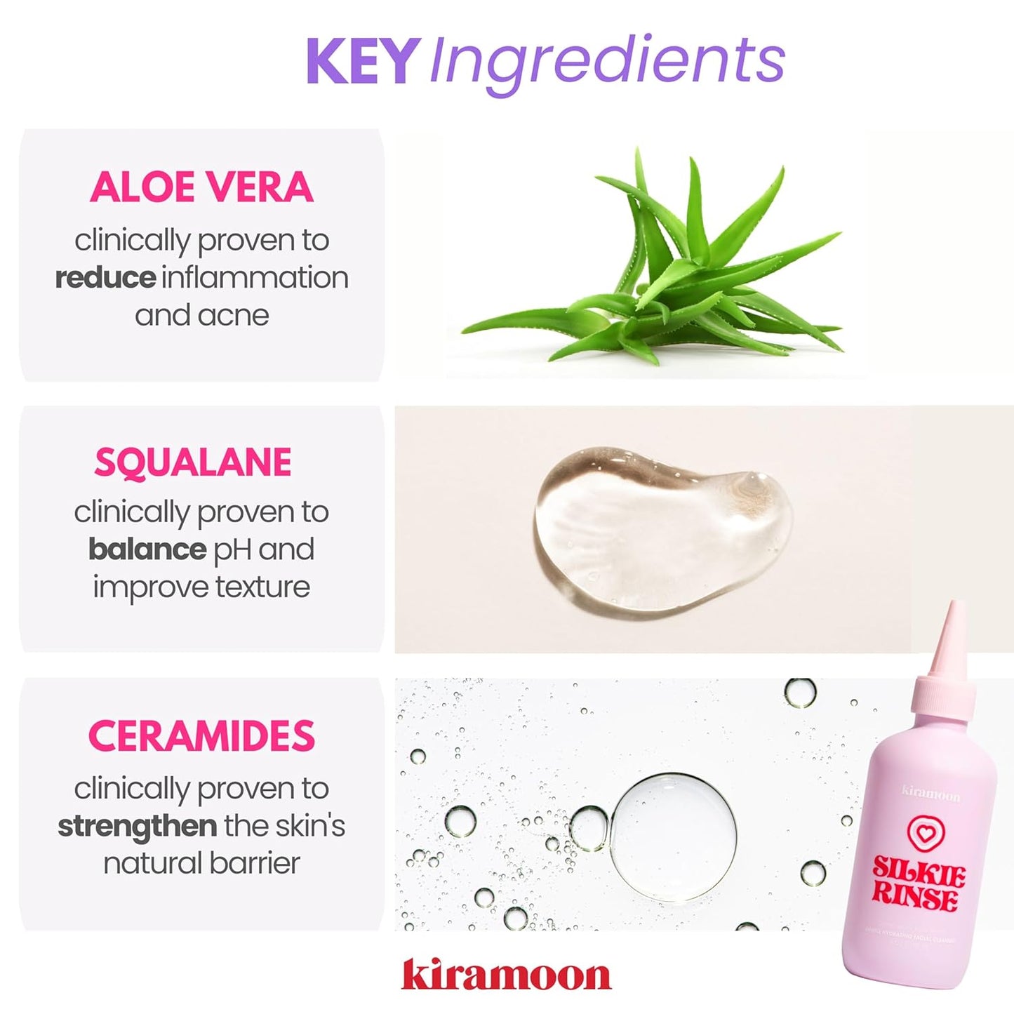 Kiramoon Hydrating Face Wash - Gentle Cleanser for Dry & Sensitive Skin | Ceramides & Squalane