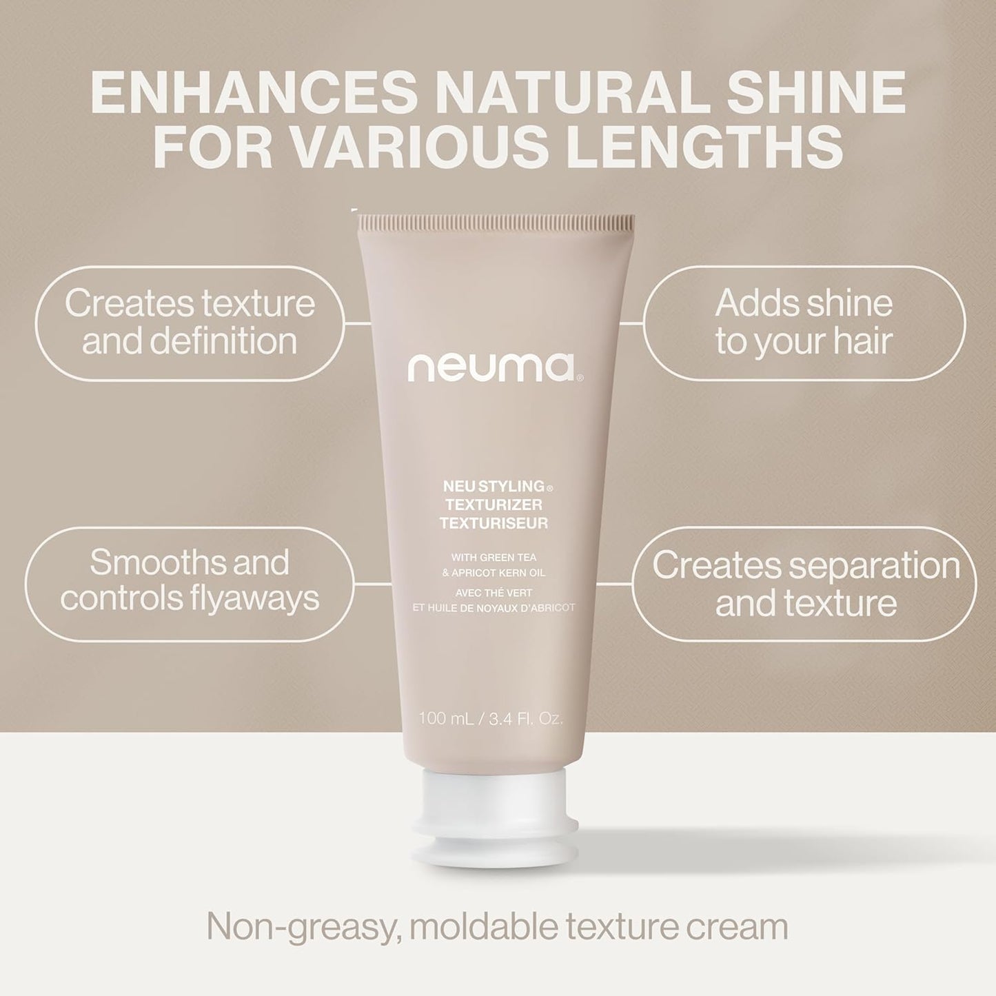 Neuma Neu Styling Hair Texturizer Crème - 3.4 Fl. Oz. Texturizing Cream with Persimmon Scent for Effortless Style