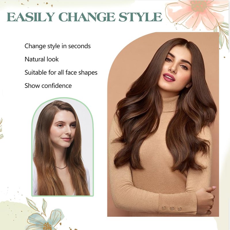 Paraglame Hair Toppers for Women Real Human Hair 360°3D Cover Human Toppers for Women Clip in Hair Extensions for Daily Wear (Brown, 10Inch)