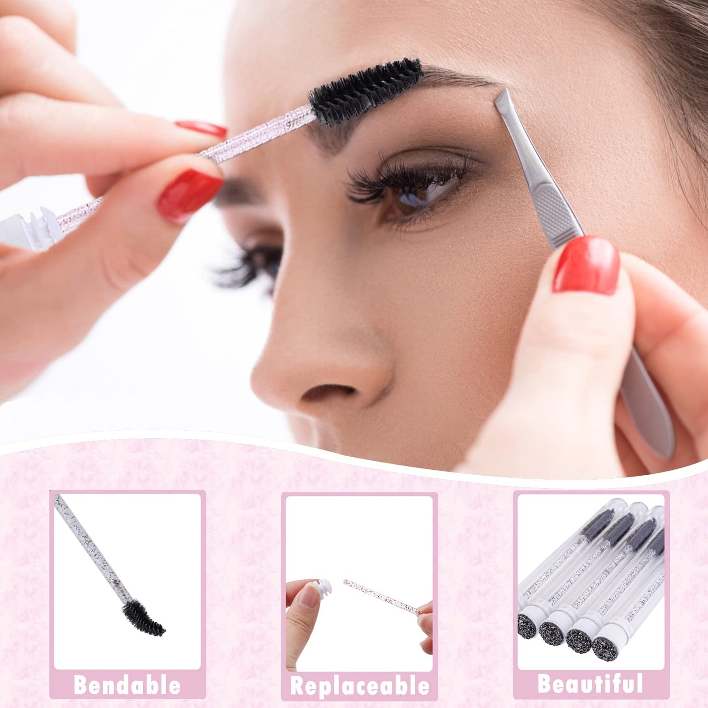 60PCS Lash Shampoo Bottles and Brushes Set, 10pcs Foam Pump Dispenser, Lash Cleaning Brush, Eyelash Extension Tube Brush, Instructions Cards, Bags, Lash Shampoo Stickers for Lash Business (B-black)
