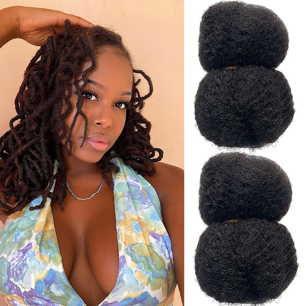 Afro Kinky Human Hair for Dreadlocks - 2 Bundles Natural Black #1B | 8 Inch Length