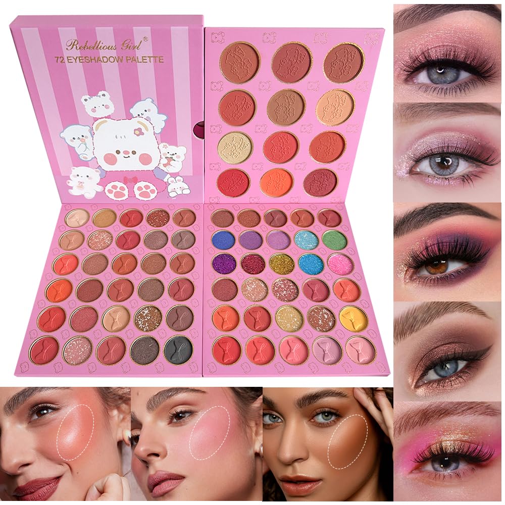 VERONNI 72 Colours Triple Layers Large Eye Shadow Golden Onion Matte Eyeshadow Blush Eyeshadow Palette All-in-One Palette Set, Micro Shimmer Stage Makeup Makeup Palette Set