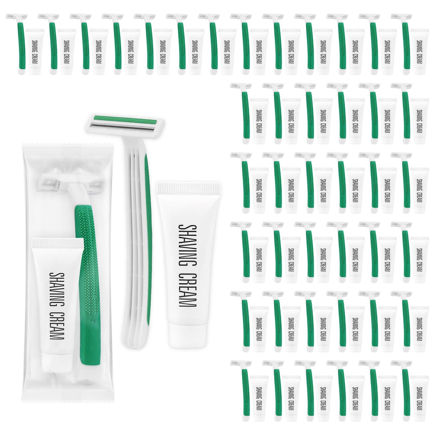 50 Disposable Razors in Bulk,Green Razors Individually Wrapped Bulk