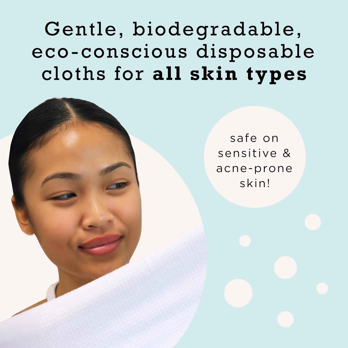 ERASE YOUR FACE Disposable Face Towels - Alternative for Makeup Remover Wipes - Dual-Sided, Fragrance-Free & Safe for Sensitive Skin - Stocking Stuffers for Women, Blue (50 Count)