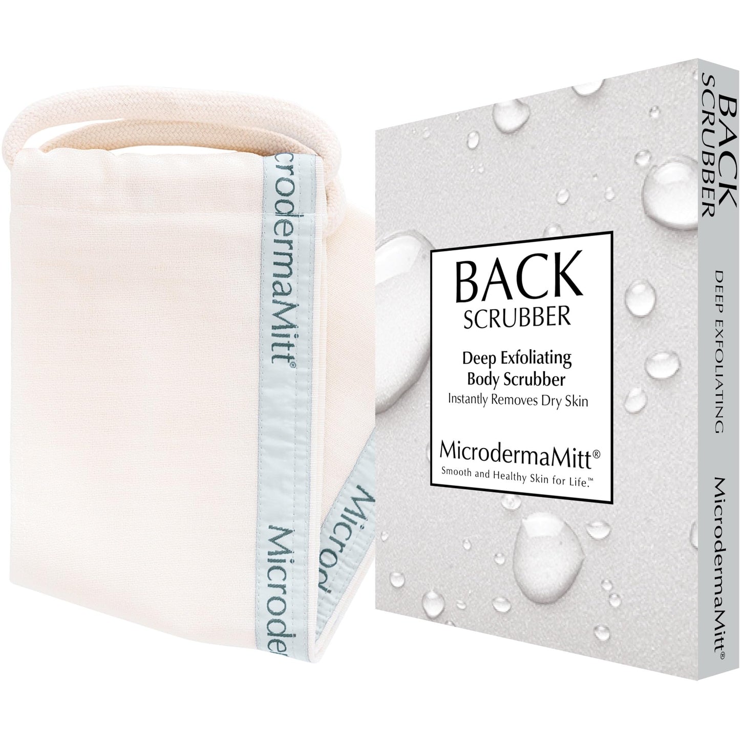 MicrodermaMitt Deep Exfoliating Back Scrubber - Bath & Shower Premium Back Scrub & Dead Skin Remover - Heavy Duty Double-Sided Turkish Kessa Exfoliator - Body Cleaner for Shower