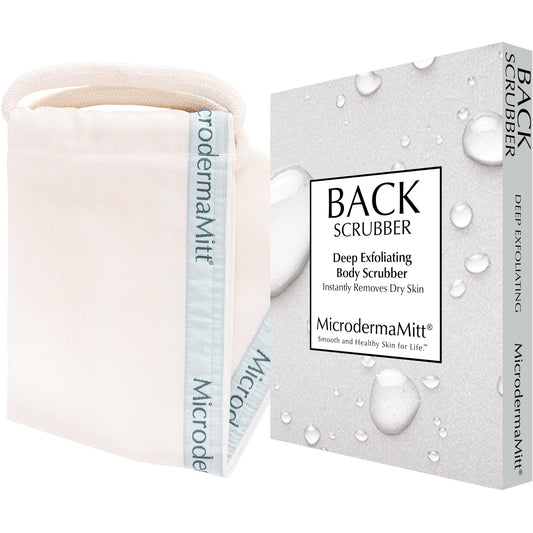 MicrodermaMitt Deep Exfoliating Back Scrubber - Bath & Shower Premium Back Scrub & Dead Skin Remover - Heavy Duty Double-Sided Turkish Kessa Exfoliator - Body Cleaner for Shower