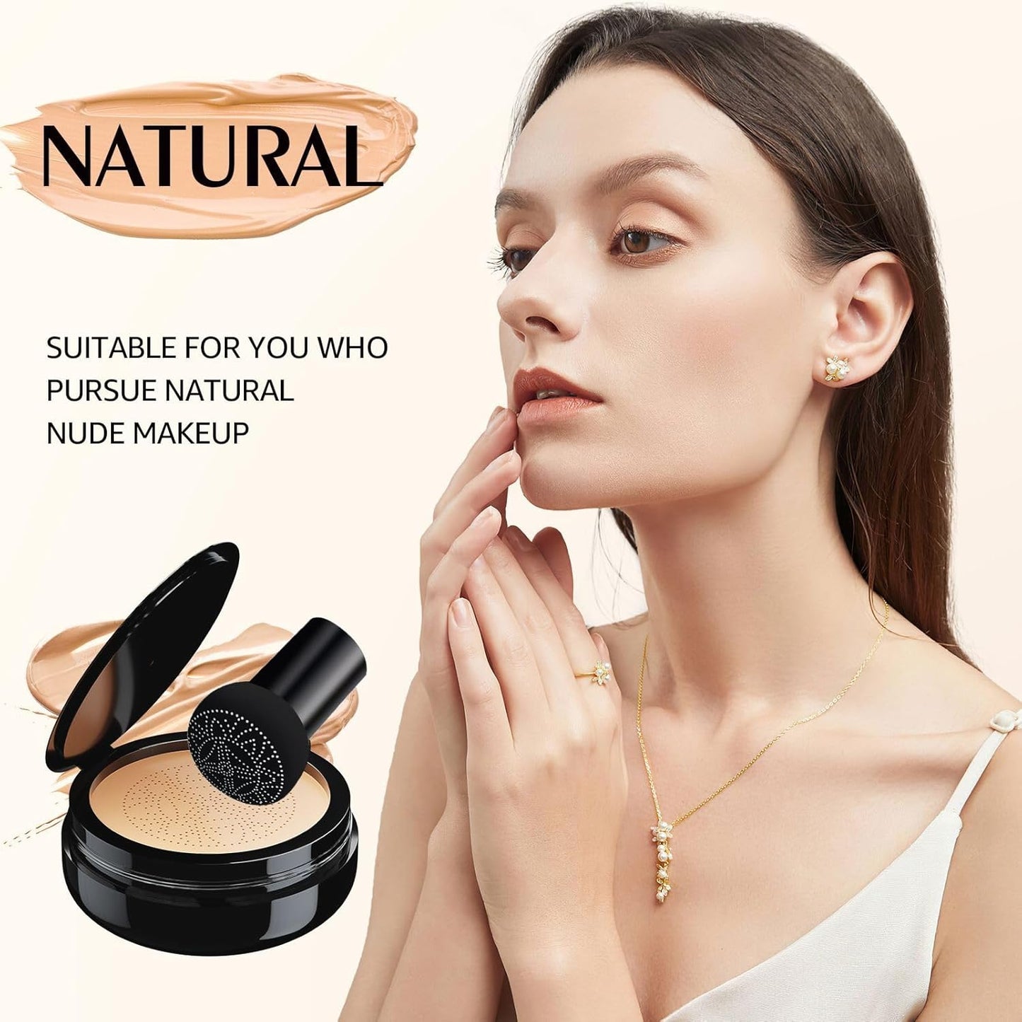 Cushion Foundation Concealer for Mature Skin - Lightweight CC Cream for Natural Finish | Perfect for Older Women