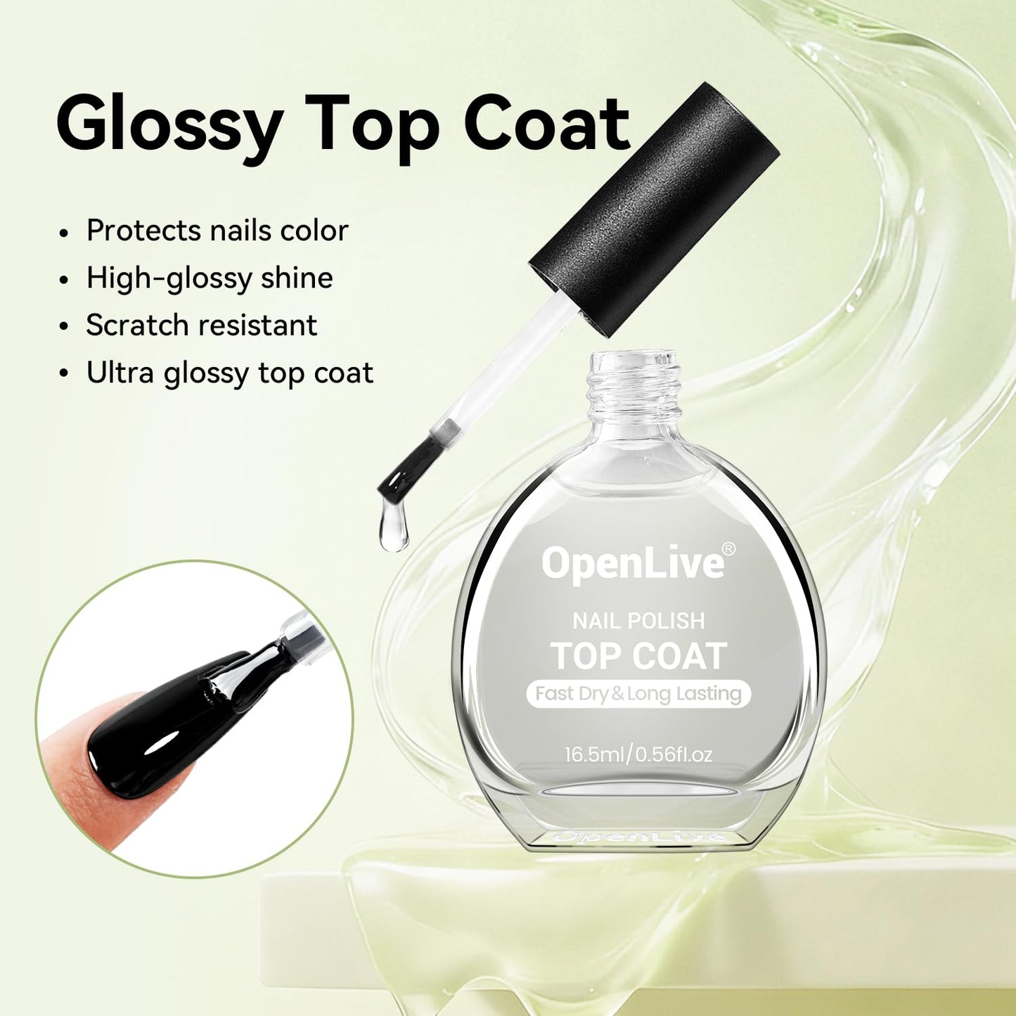 Quick Dry Nail Polish Set - Base & Top Coat, High-Gloss Finish | 16.5ml for DIY Nail Art