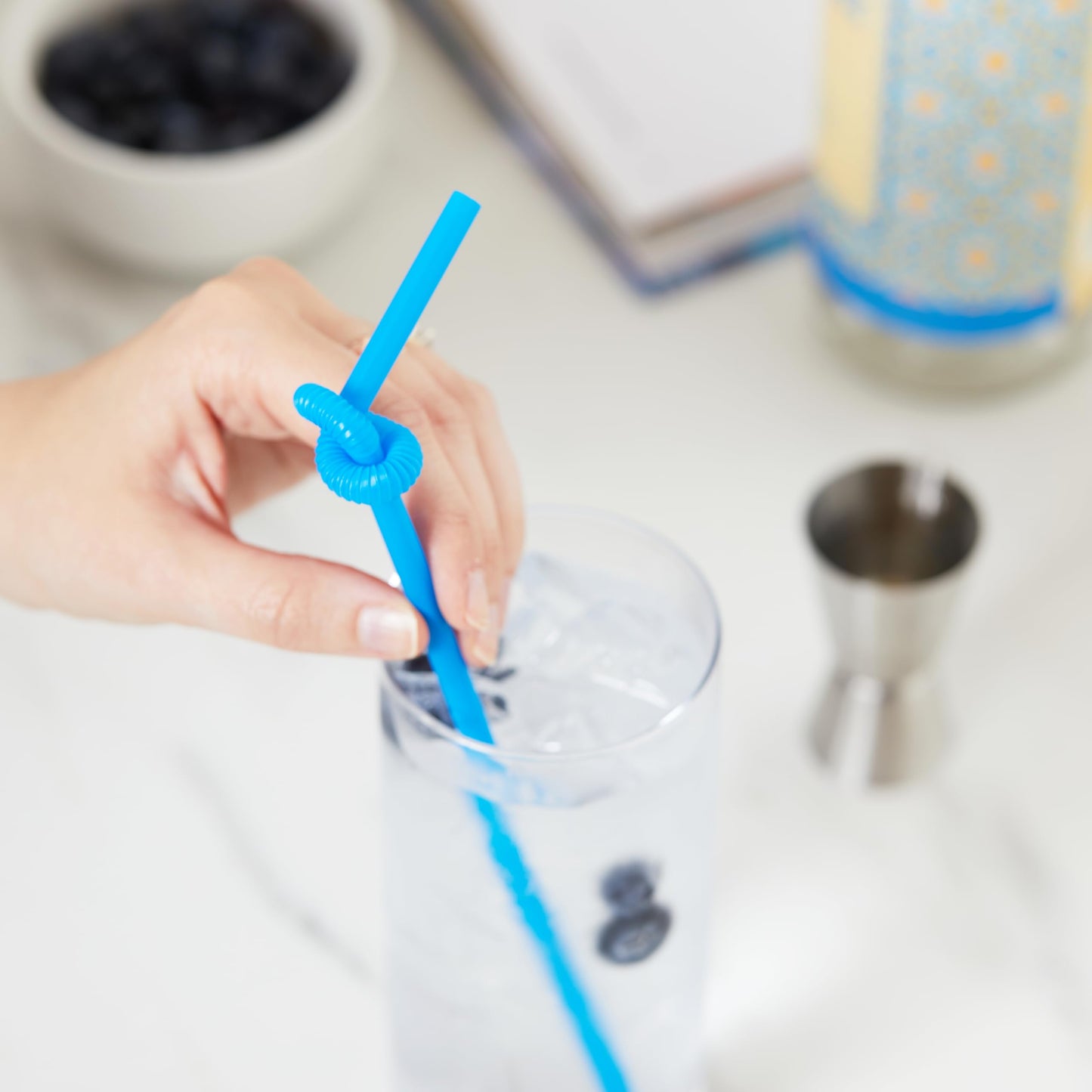 True Ultra Bendy Straw Disposable Flexible Long Plastic Straws for Cocktails Smoothies Iced Coffee, Home Bar, Party Supplies, Set of 50, Multicolor