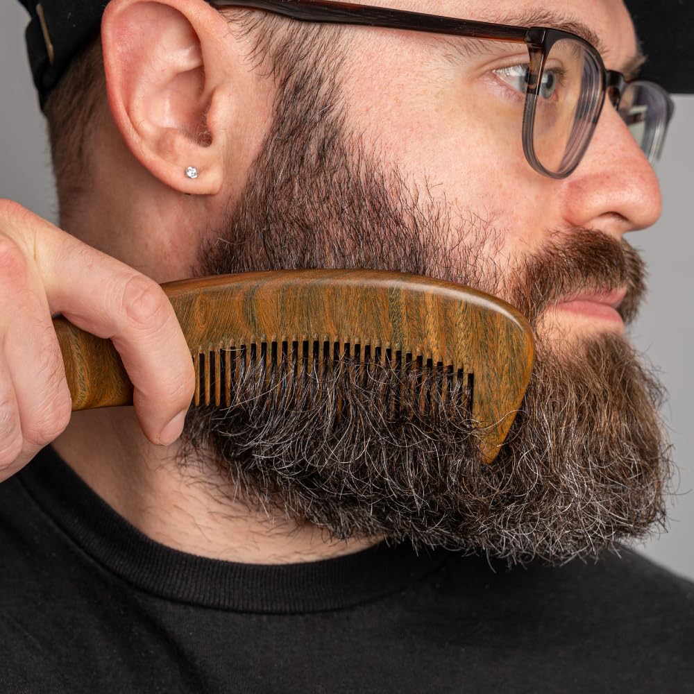 Curved Sandalwood Beard Comb - Premium Grooming Essential for Men | Gift Box Included