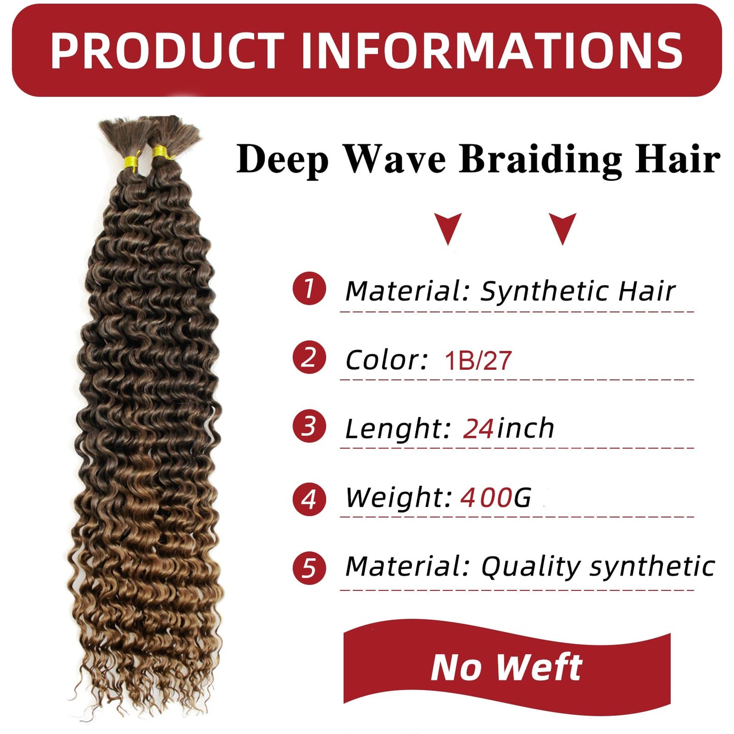 YXCHERISHAIR Boho Hair For Braiding Curly Braiding Hair for Boho Braids Ombre Blonde Deep Wave Bulk Hair Wet and Wavy Bohemian Braiding Hair Extensions No Weft(1B/27, 26inch)