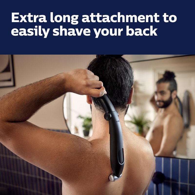 Philips Bodygroom Series 5000, Showerproof Groin and Body Trimmer, Close and Comfortable Shave, Complete Body Grooming Including Back, 60 Min. Runtime, Model BG5025/40