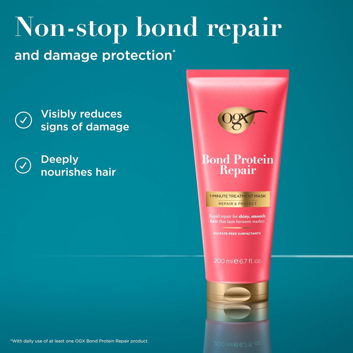 OGX Repair & Protect Bond Protein Hair Mask - Deep Conditioning Treatment for Shiny, Smooth Hair | 6.7 fl. oz