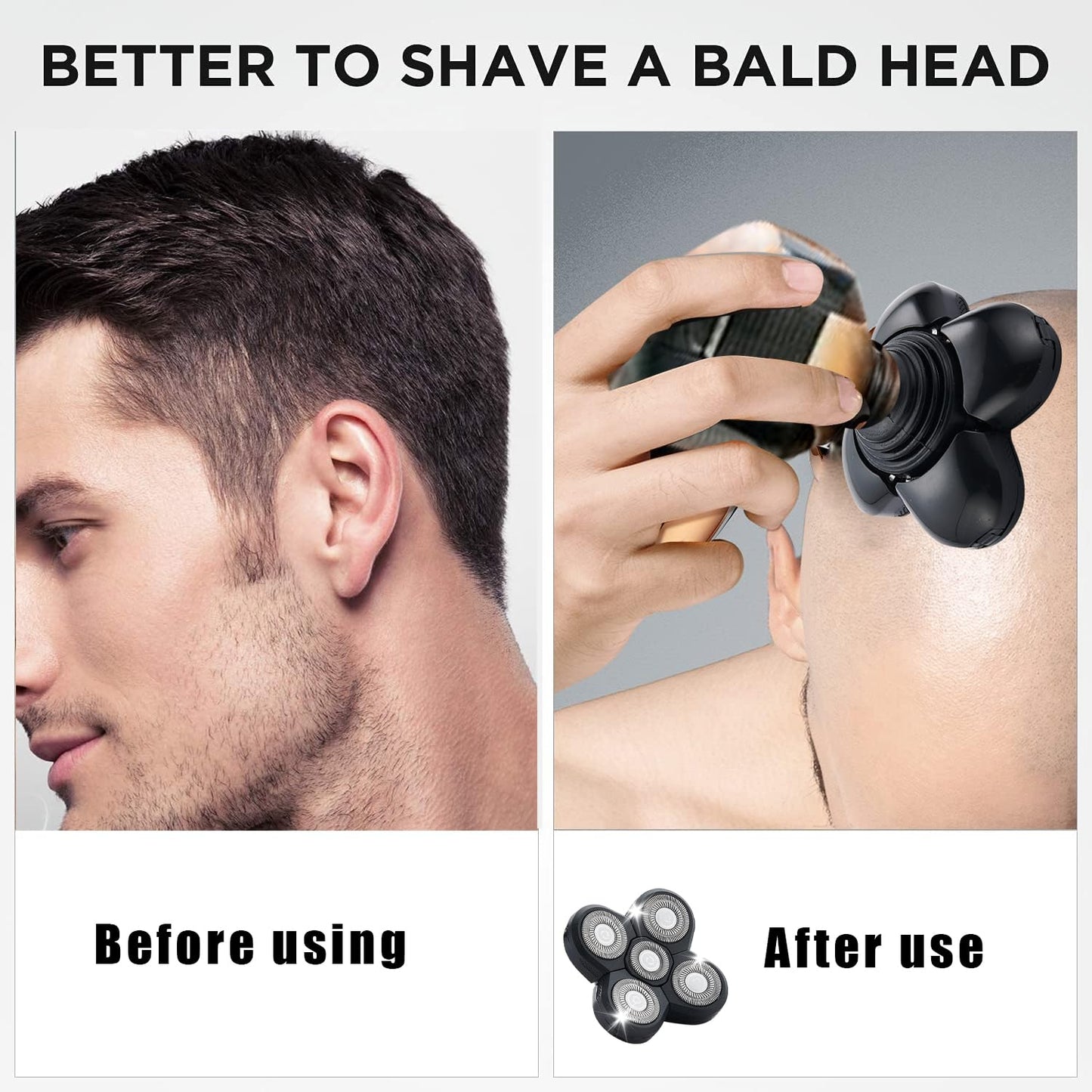 4PCS Shaver Replacement Blades,5 Head Shaver Heads for Bald Men,Head and Face Electric Razor Shaver Head