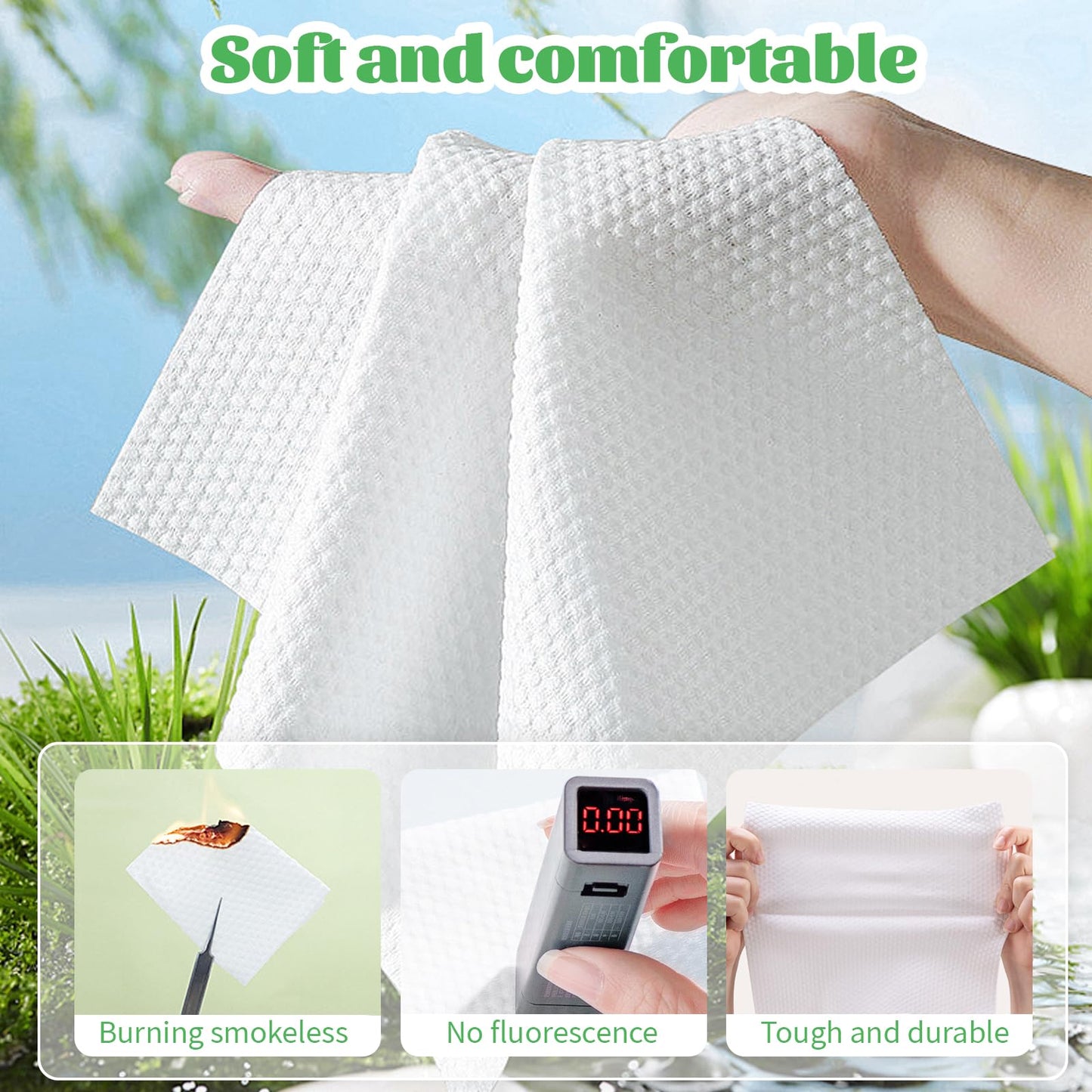 Disposable Face Towel, 600 Count Biodegradable Face Towels, for Washing Soft Cotton Dry Wipes Facial Cloths Towelettes for Washing and Drying