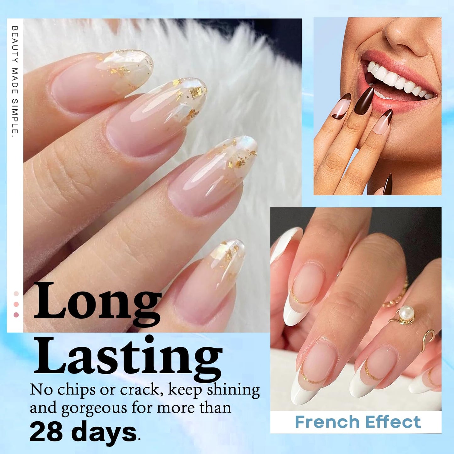 Clear Dip Powder for Nails - Essential Transparent Dipping Build Powder + Dip Powder Liquid Set 15ml/0.5oz