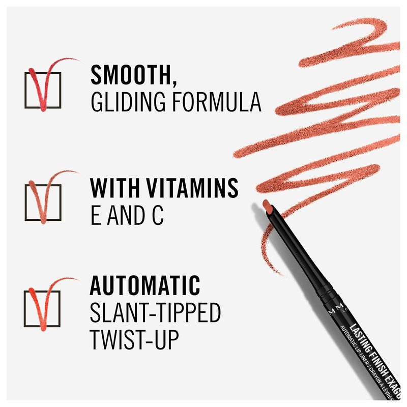 Rimmel Automatic Lip Liner - Lasting Finish in 18 Rose Addiction | Pack of 5