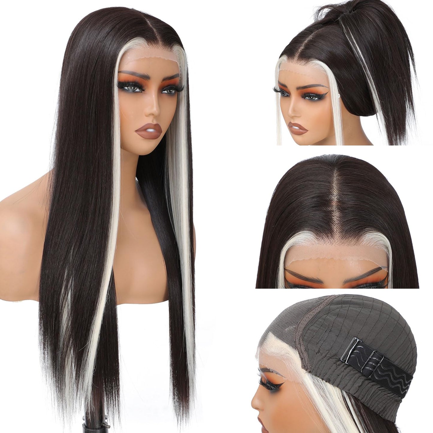TAGUO 7×5 Burgundy Wear and Go Glueless Wigs Pre Plucked Pre Cut for Beginners Highlights Synthetic Lace Front Wigs For Woman 26 Inch 3 Seconds to Wear