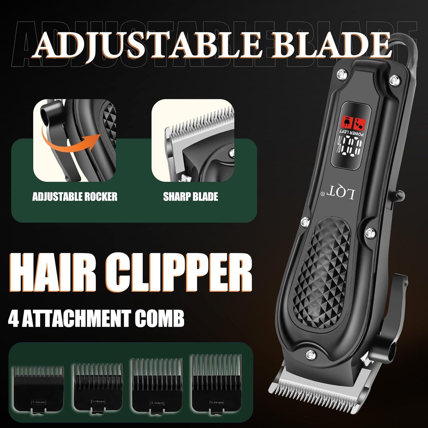 Hair Clippers for Men - 3-Piece Cordless Grooming Kit | Rechargeable Clipper, Foil Shaver & Nose Trimmer