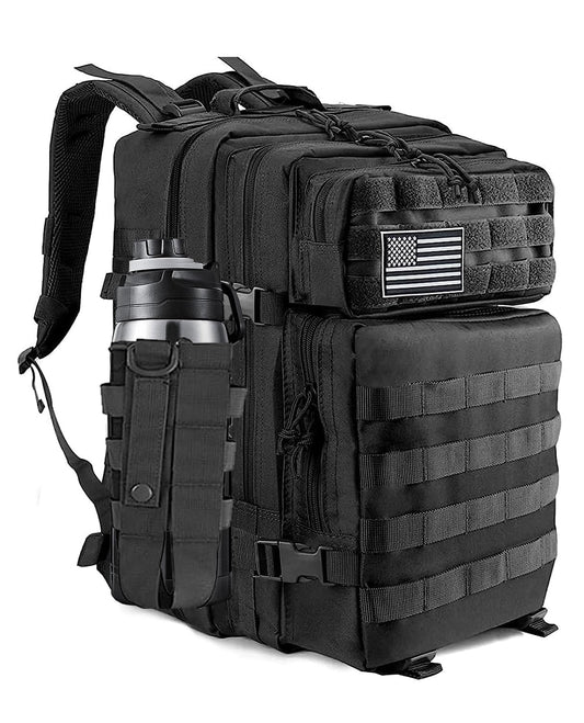 CtopxCone 45L Military Tactical Backpacks For Men Camping Hiking Trekking Daypack With Removable Water Bottle Pouch Bug Out Bag Lage MOLLE 3 Day Assault Pack - Balck Army Pack