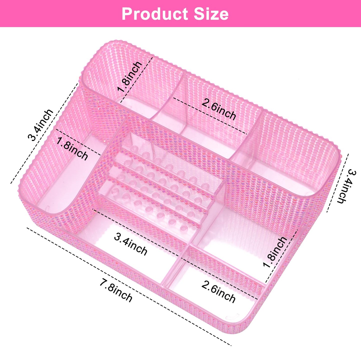 ANRUI Nail Drill Bit Holder, 28 Holes Plastic Nail Drill Machine & Bits Storage Case, Professional Nail Desk Organizer for Manicure Tools Gift for Women and Girls- Diamond Pink
