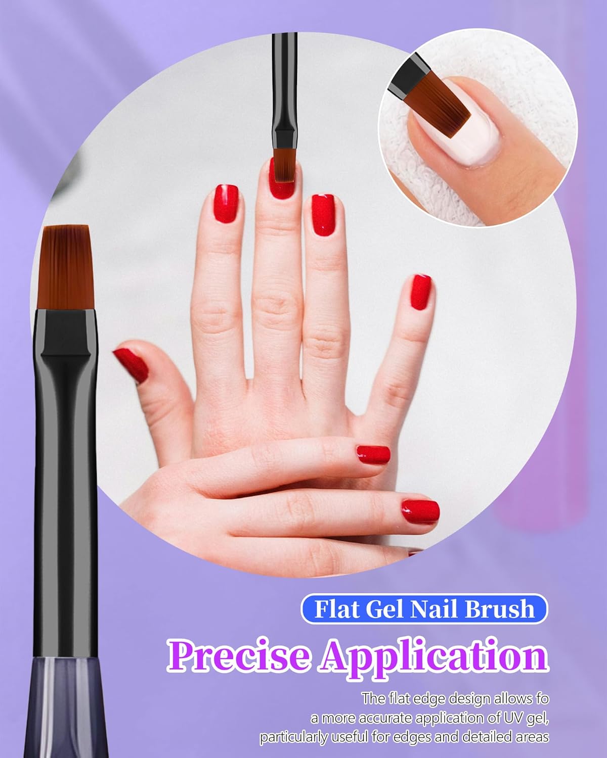 Nail Art Clean Up Brushes Set - 3PCS Acetone Resistant Round, Angled & Flat | Perfect for OPI Nail Polish Remover