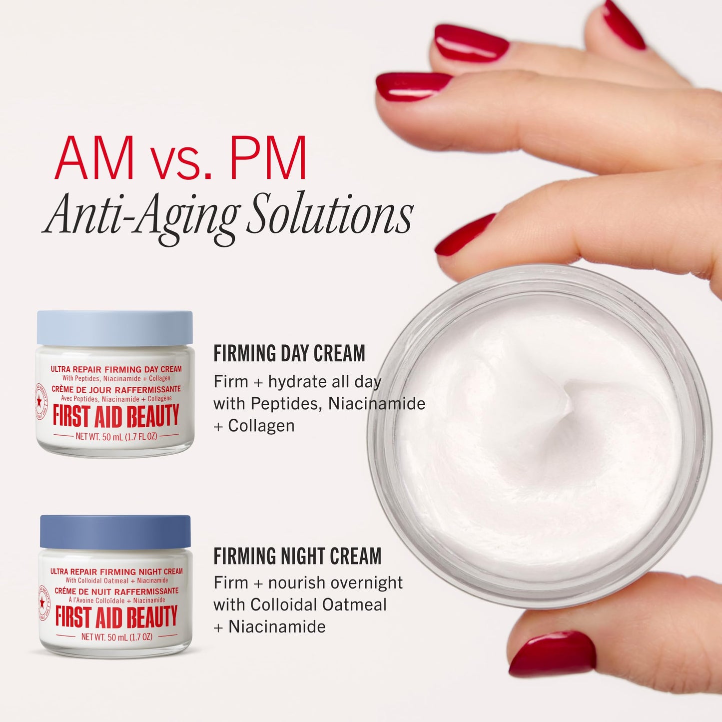 First Aid Beauty - Ultra Repair Hydra-Firm Night Cream, Hydrating Night Repair Skin Cream, Visibly Combat Signs of Aging, Deeply Rich & Buttery Texture, Alcohol Free, Sensitive Skin Safe, 1.7 oz