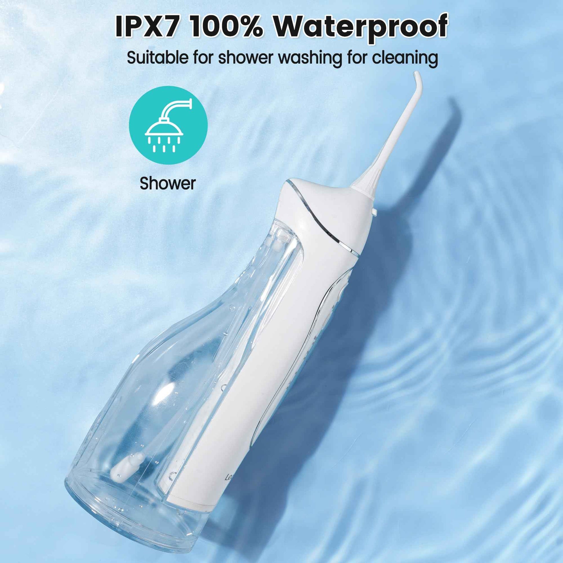 Leominor Water Dental Flosser Pick for Teeth, 300ML Portable Oral Irrigator Upgraded Tank Removable,IPX7 Waterproof, Rechargeable Travel Teeth Cleaner, Professional Electric Flossing (White)
