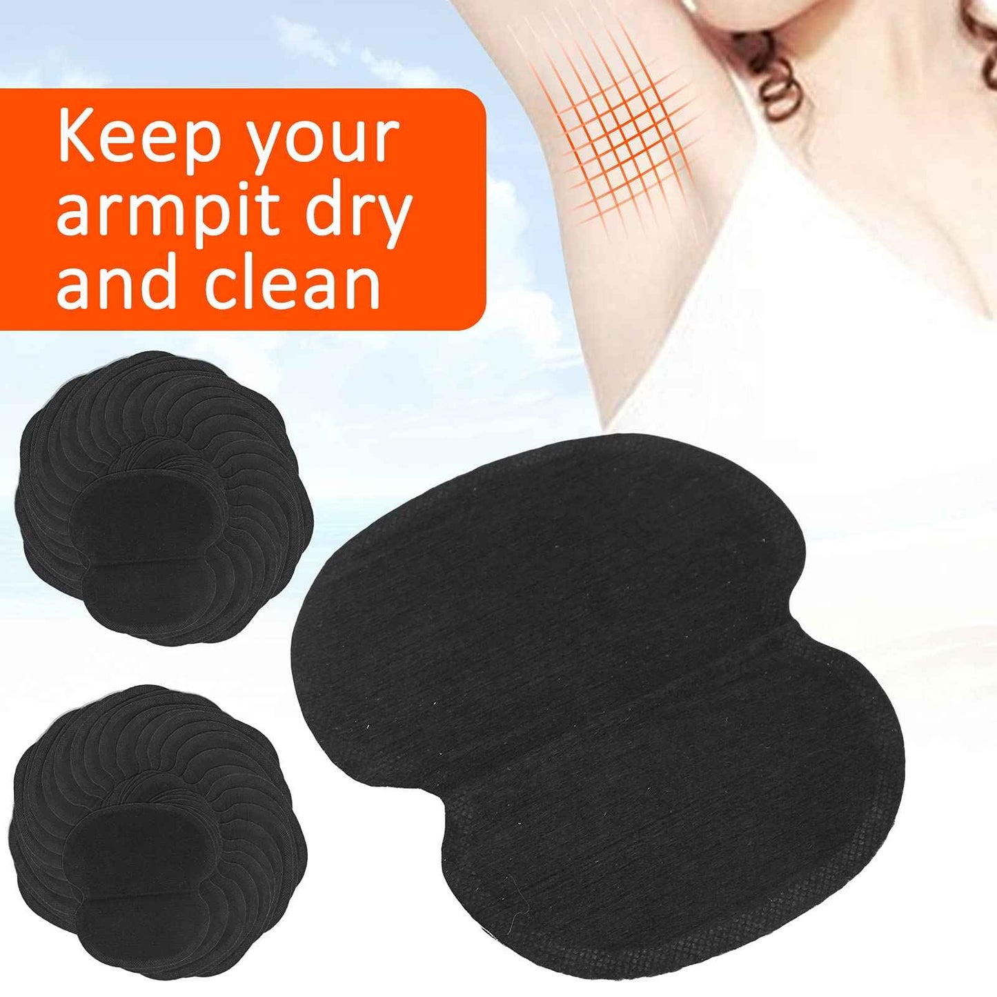 60pcs Underarm Armpit Sweat Pads Non‑Woven Fabric Dress Clothing Underarm Sweat Pads, Convenient Underarm Armpit Pad Strong Adhesion Keep Clean for Hot Weather