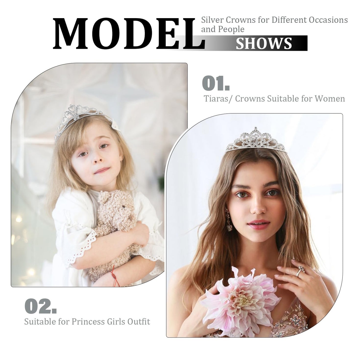 Tihebax 20 Pcs Tiaras Crowns Headbands for Women Girls Silver Princess Tiara Bulk Crown Tiaras Rapunzel Crown for Wedding Birthday Crystal Tiara for Prom, Bride, Pageant, Halloween