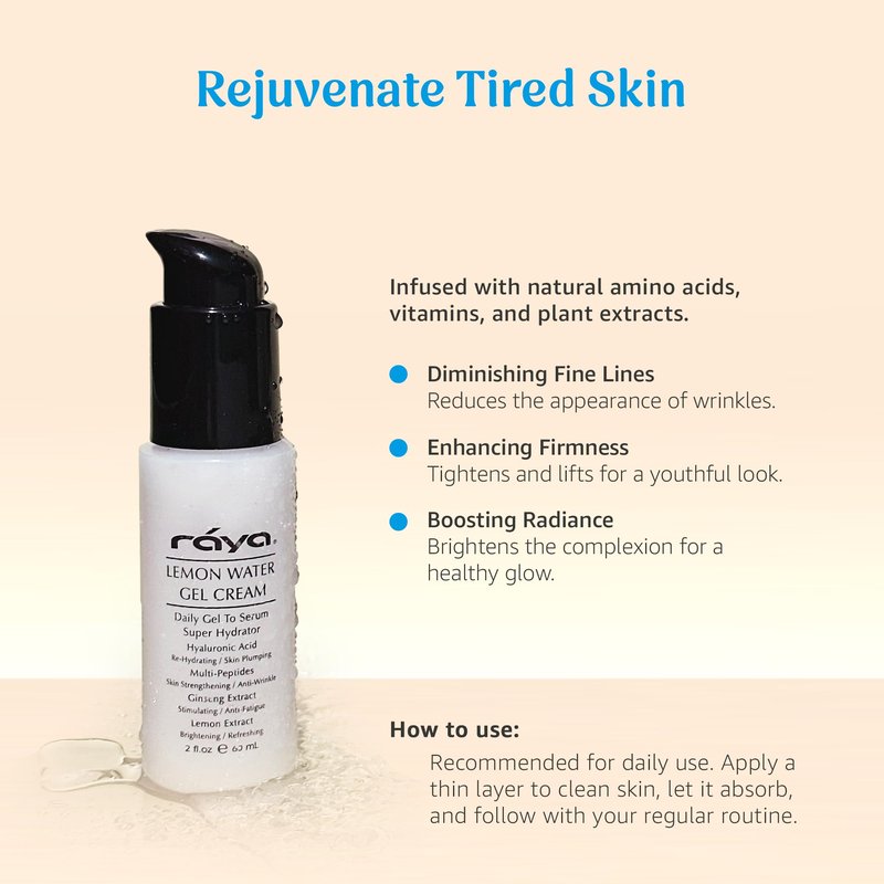 Raya Lemon Water Gel Cream (308) | Moisturizing, Skin-Repairing, and Anti-Aging Facial Day and Night Cream for Non-Problem Skin | Fills in Wrinkles and Improves Complexion
