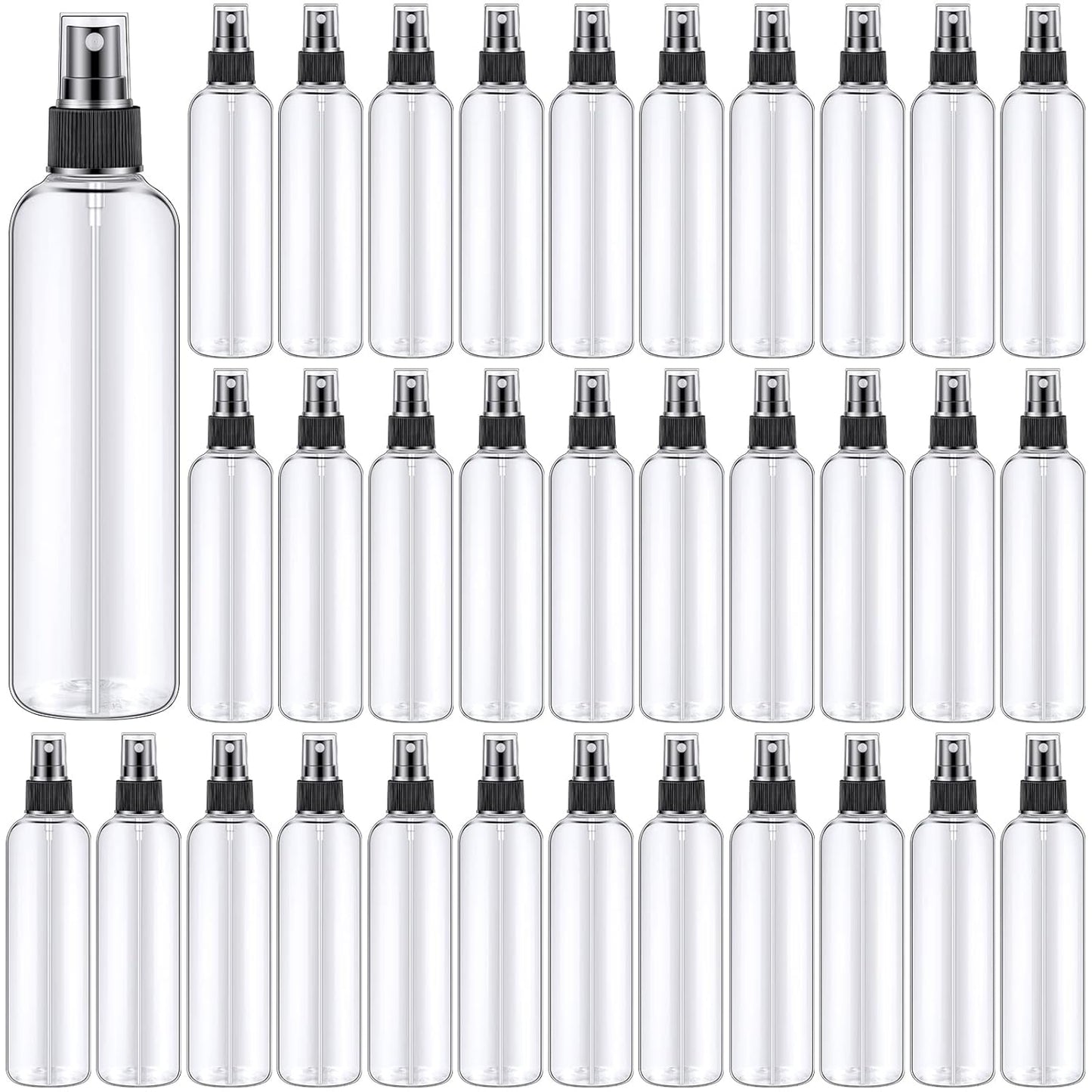 32 Pcs 8 oz Fine Mist Spray Bottles | Clear Refillable Plastic Travel Sprayers for Oils & Perfumes