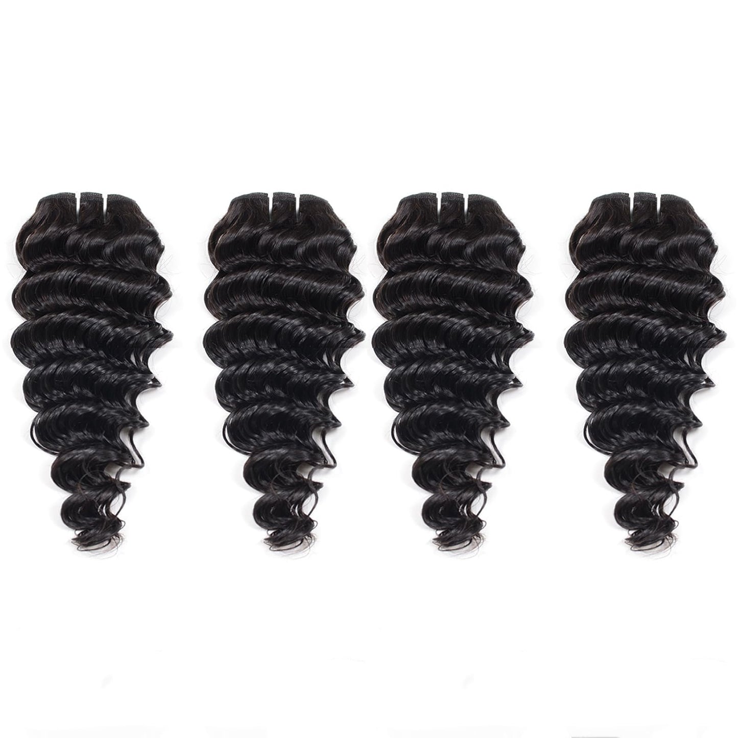 JTdebade Deep Wave Human Hair bundles 10 Inch 12A Grade Brazilian Hair 100% Virgin Weave Bundles Human Hair for Black Women (10'' 10'' 10'' 10'')