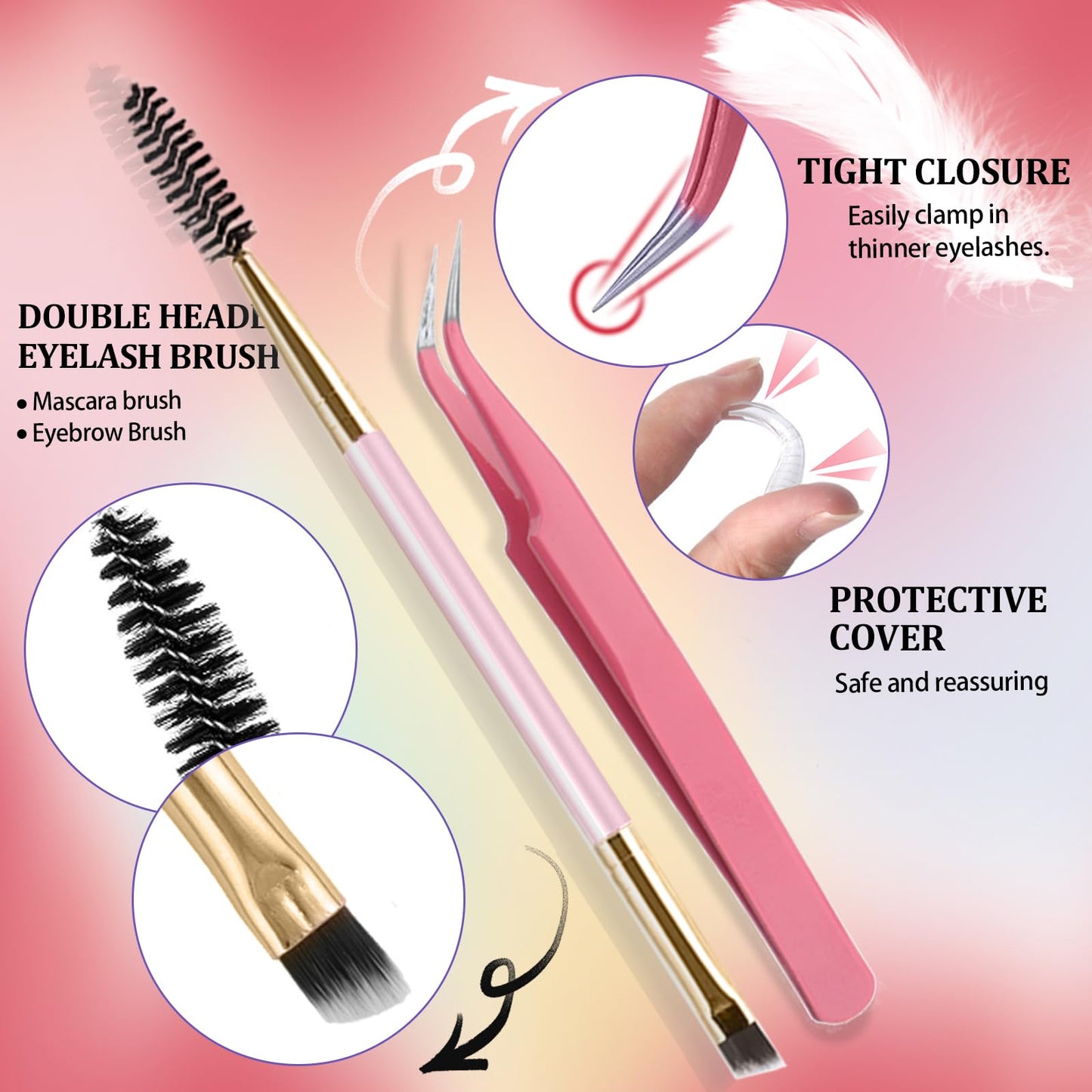 DNSGOOR DIY Lash Extension Kit 684Pcs 10-18mm D Curl Lashes Clusters with Lash Bond and Seal Glue Remover Lash Shampoo Cleansing Brush Headband Wristband Tweezers Eyelash Brush Applicator