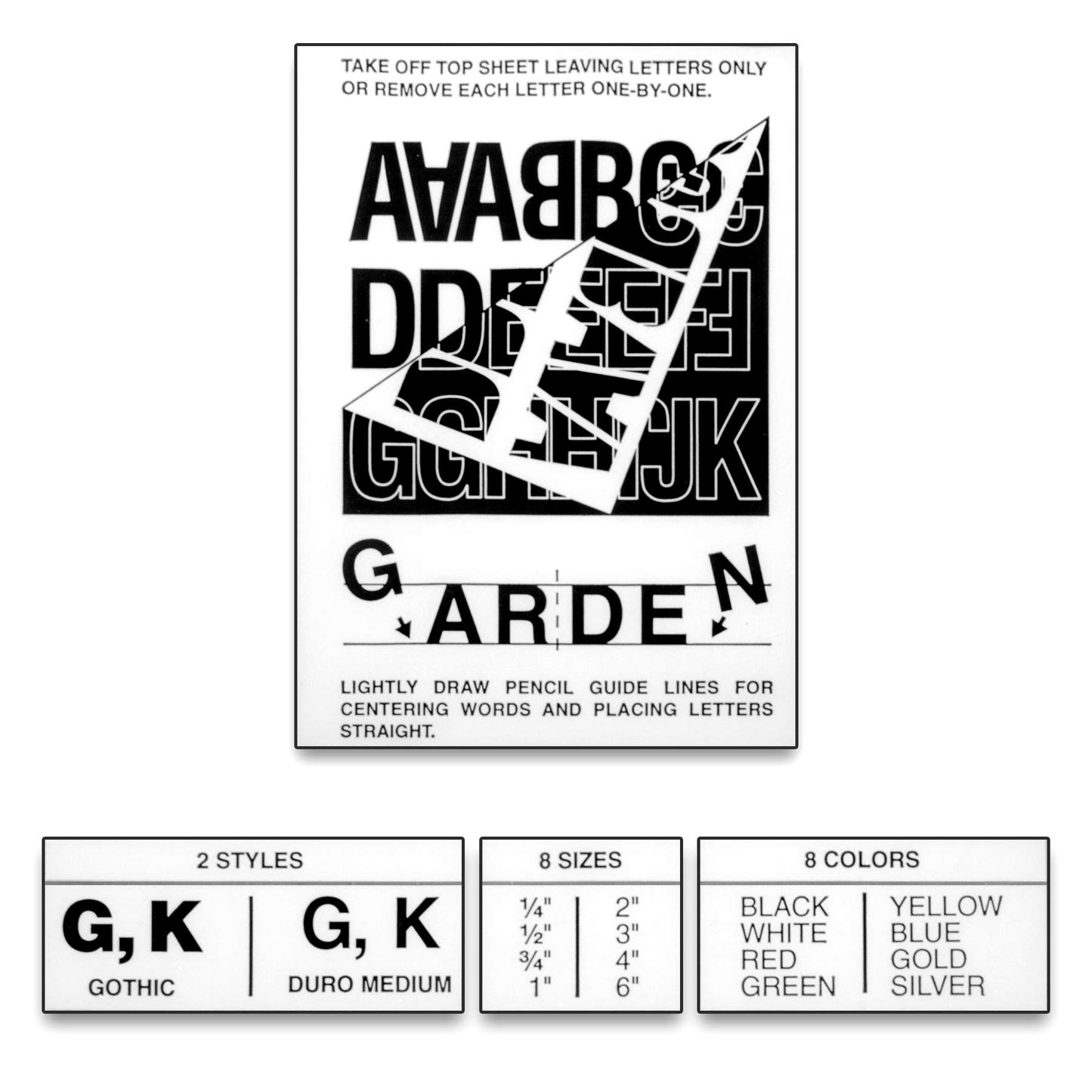 Graphic Products Duro 1-inch Gothic Vinyl Letters and Numbers Set, Gold