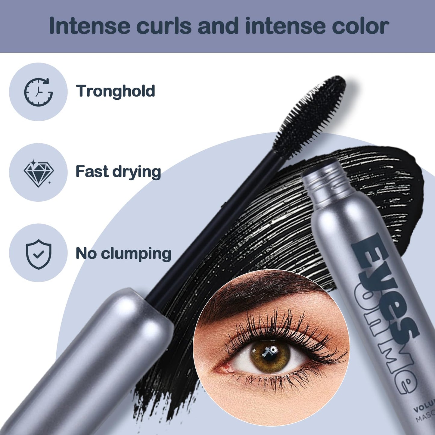 OZ LAB Eyes On Me Waterproof Volumizing Mascara – Long-Lasting Curl & Lift, Smudge-Proof, Conditioning Formula with Panthenol & Vitamin E, Precision Tapered Silicone Brush, Jet Black