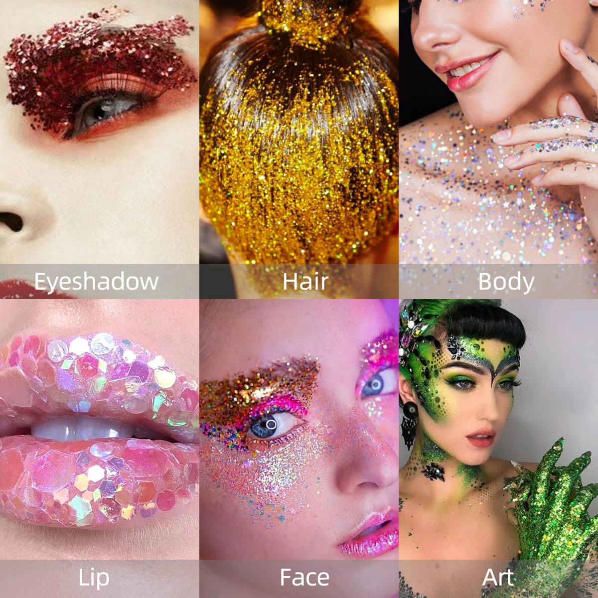 Body Glitter Stick for Face, Body & Hair - Red & Gold Chunky Sparkle Glitter, 2 Pack | Long Lasting Party Makeup for Festival, Rave, Concert & Cosplay