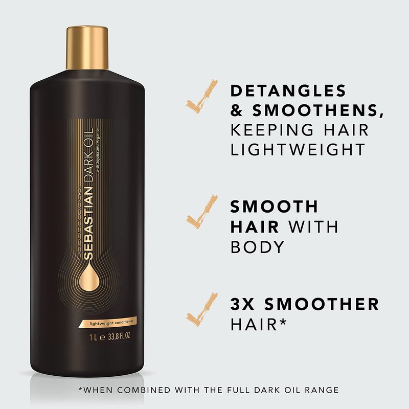 Sebastian Professional Dark Oil Lightweight Shampoo and Conditioner, Infused With Jojoba Oil & Argan Oil, Liter Set