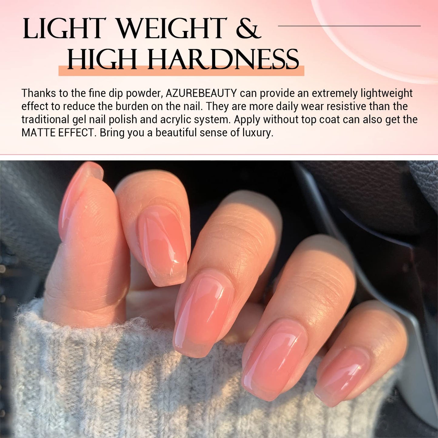 AZUREBEAUTY Dip Powder Set 6 Pcs Translucent Nude Pink Sheer Color, Natural Clear Dipping Powder Milky Jelly Effect French Nail Art Starter Manicure Salon DIY at Home