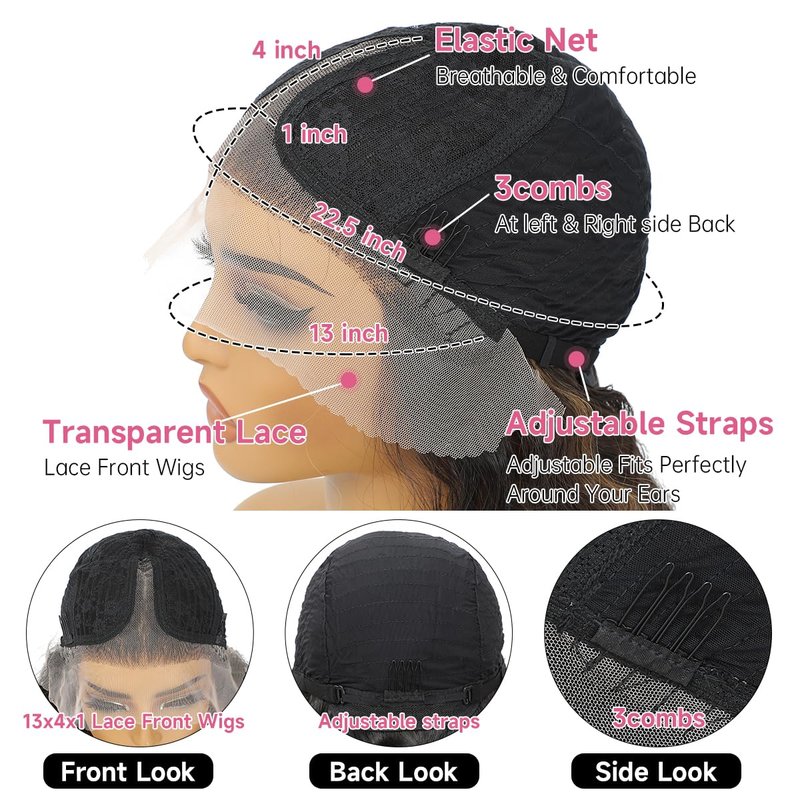Civrie 30 Inch Long Curly Synthetic Hair Wigs for Balck Women,13x4x1 Deep Water Wave Lace Front Wig,Simulated Scalp Natural Loose Deep Wave Crimps Curly Wig As Hair Replacement Wigs