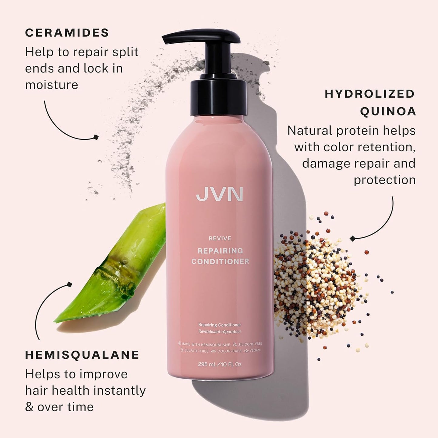JVN Repair & Shine Essentials Set - Revive Shampoo, Conditioner & Hair Bond Gloss for Damaged Hair | Silicone-Free, 3-Pack