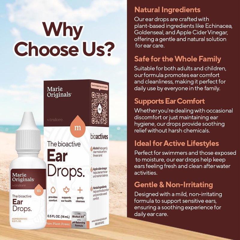 Ear Drops for Clogged Ears | Natural Plant-Based Formula for Adults & Kids | 0.5 FL Oz - 14mL