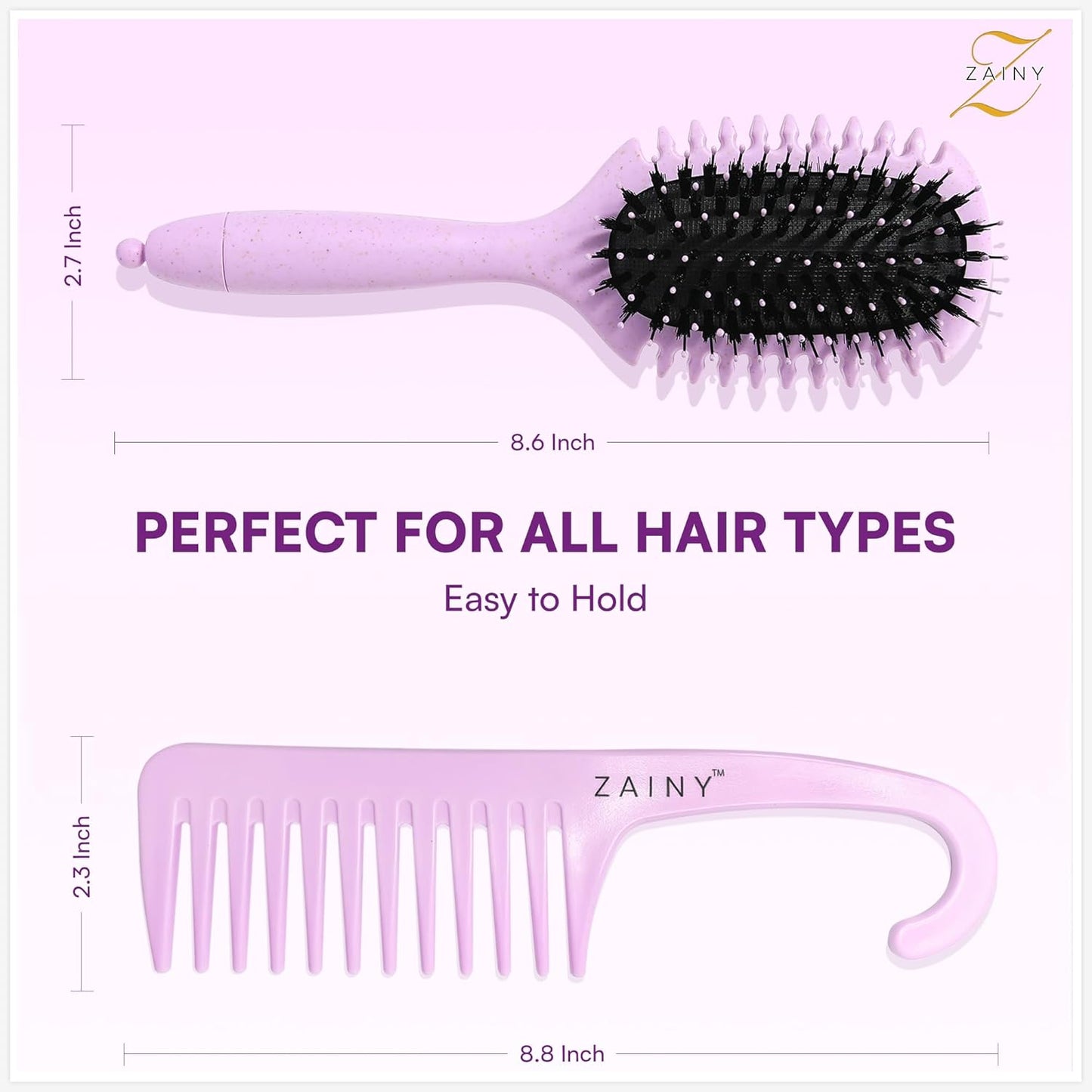 Curly Hair Brush Set - 2PC Defining Brush & Styling Comb for Wavy & Curly Hair | Ideal for Women, Kids & Men