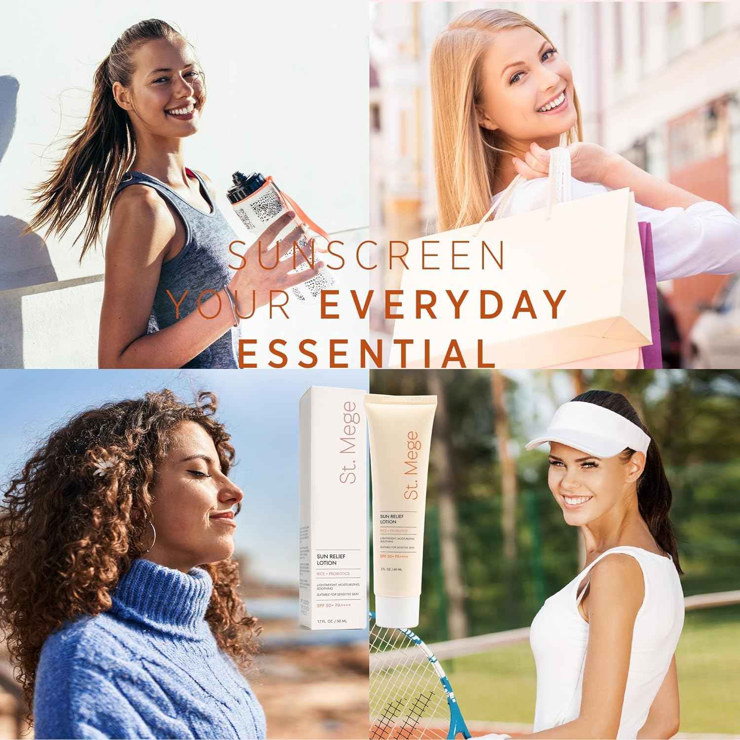 St. Mege Rice Korean Lightweight Sunscreen - Daily 50+ PA++++ Travel Size Sunscreen Lotion - Reef Safe, Asian Skincare Sunblock