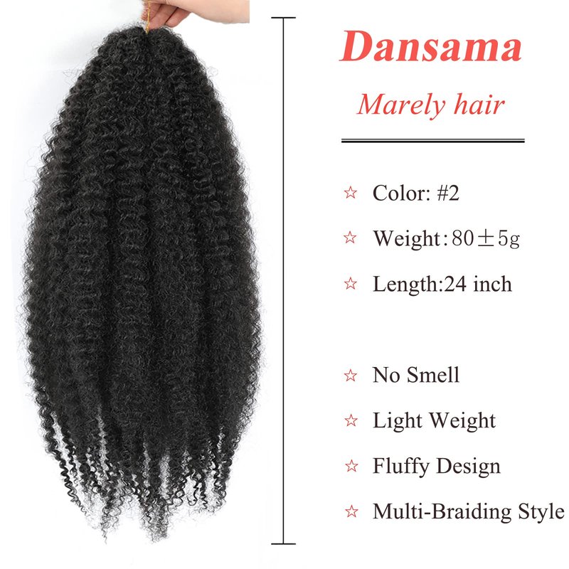 Dansama Marley Braiding Hair, 24 Inch Marley Hair for Goddess Locs Crochet Hair, Synthtic Twists Hair Extensions (24 Inch (Pack of 3), #2)