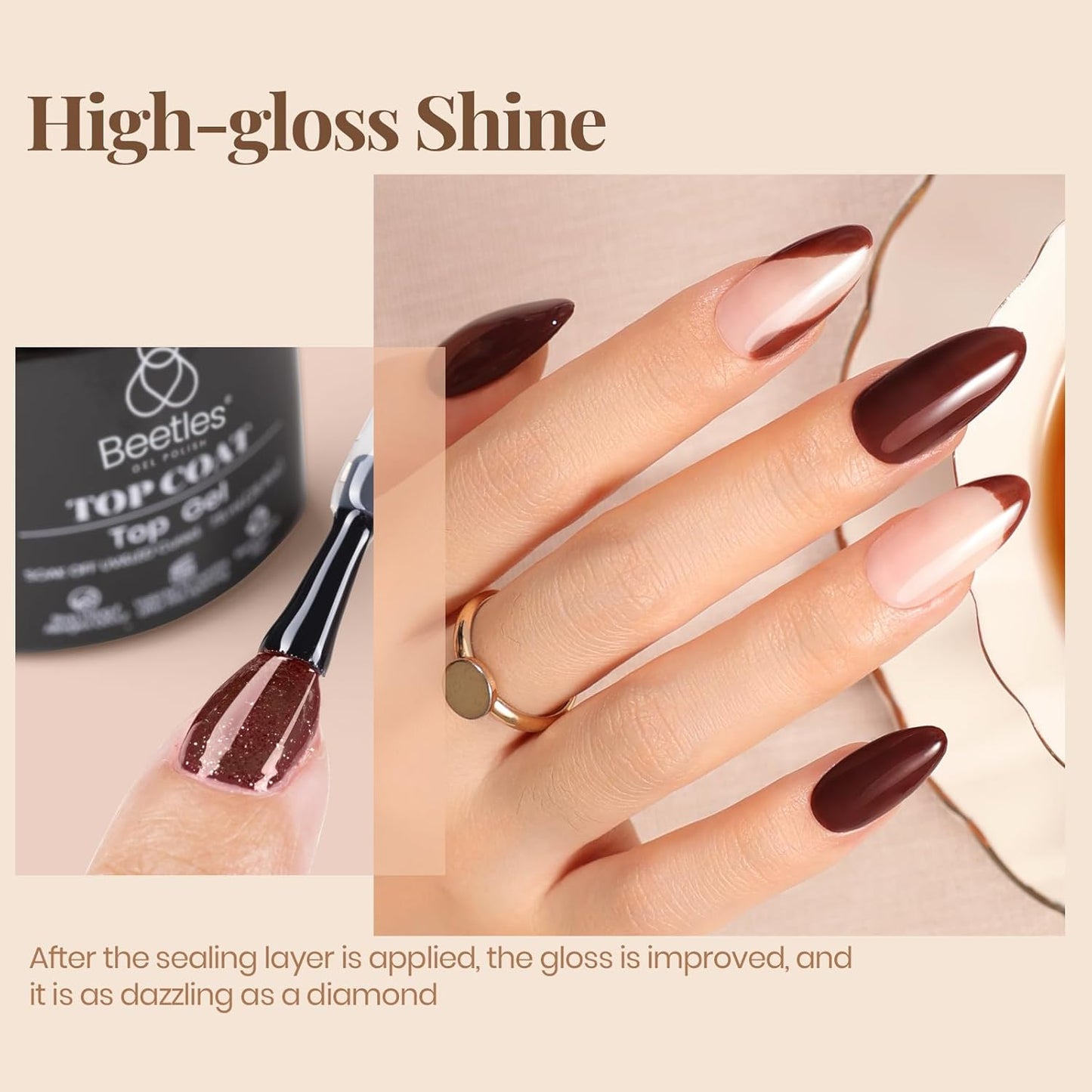 beetles Gel Polish 9 in 1 Gel Nail Glue for Clear Acrylic Nails Tips, Long Lasting Super Strong Brush Nail Glue for Fake Nails, Base Blooming Nail Gel, New Safe Formula, U V Light Cure