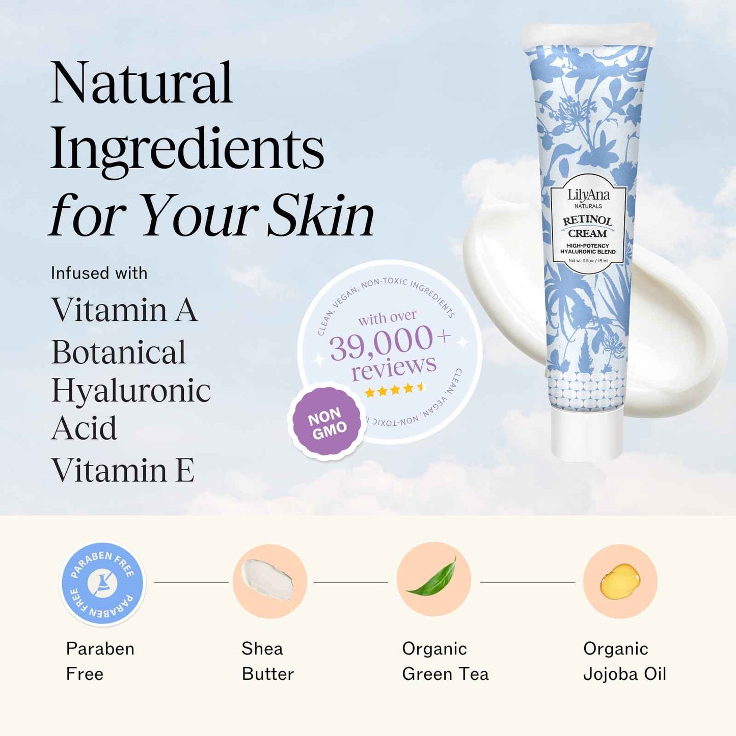 LilyAna Naturals Anti Aging Retinol Face Cream for Women – Wrinkle & Neck Cream for Firming, Retinol Moisturizer for Face with Hyaluronic Acid, Hydrating Night Cream for Fine Lines, Collagen Boost