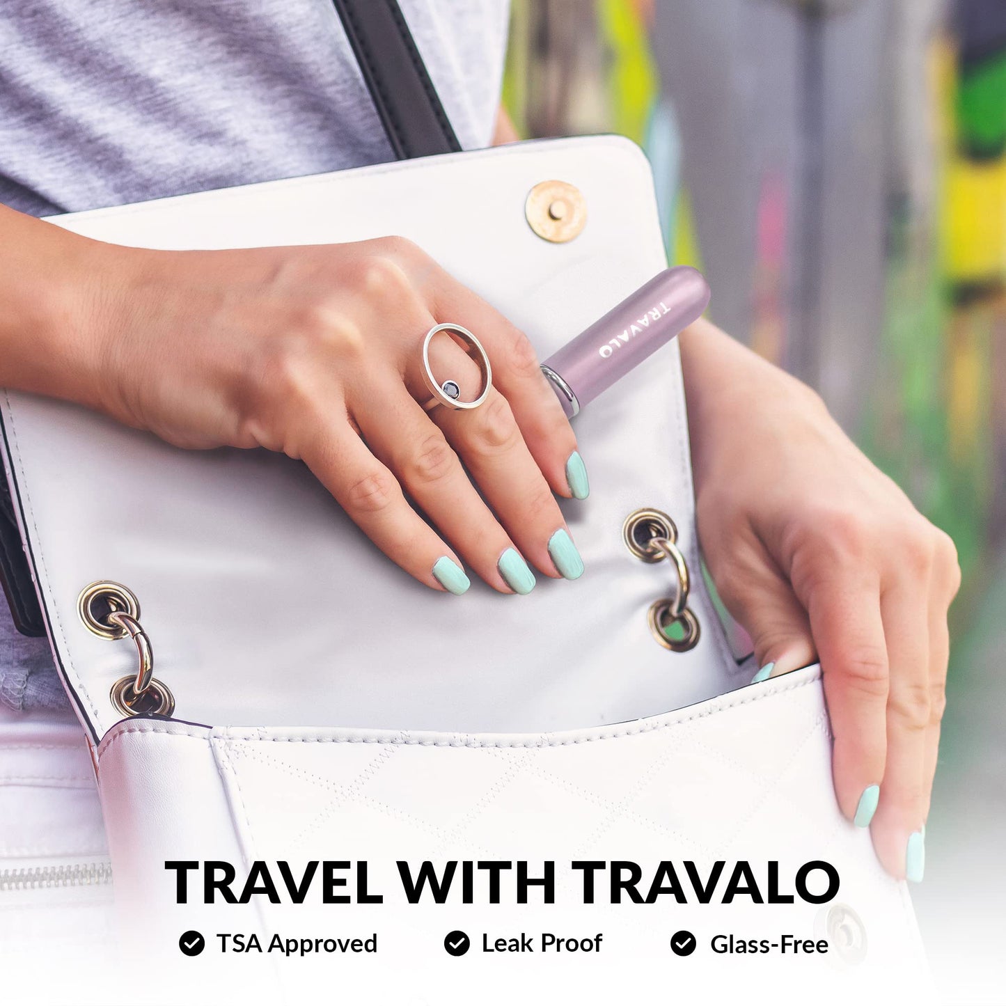 Travalo Bijoux Oval Perfume Atomizer - Leak-Proof and TSA Approved for Air Travel - Reusable Airtight Easy Fill Mini Pump Sprayer - Lightweight Portable - Crystal-Like Outer Shell - Gold 0.17oz