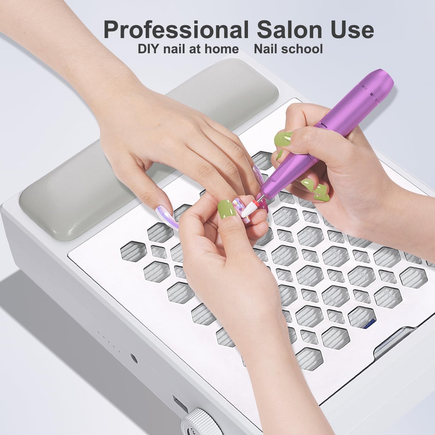 BNYLFGX Nail Dust Collector, Cordless Dust Collector Nail Tech, Powerful Vacuum Fan Vent Dust Collector Extractor Electric Dust Suction Machine for Acrylic Nails Polishing, Nail Salon & Home