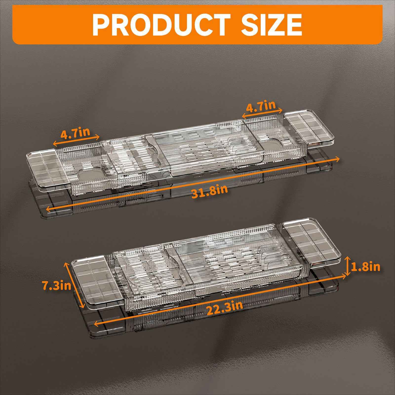 Luxury Expandable Bathtub Tray for Tub, Clear Acrylic Bath Tub Tray with Adjustable Length Up to 31.8", Bathtub Accessories for Relaxing, Bath Accessories for Women